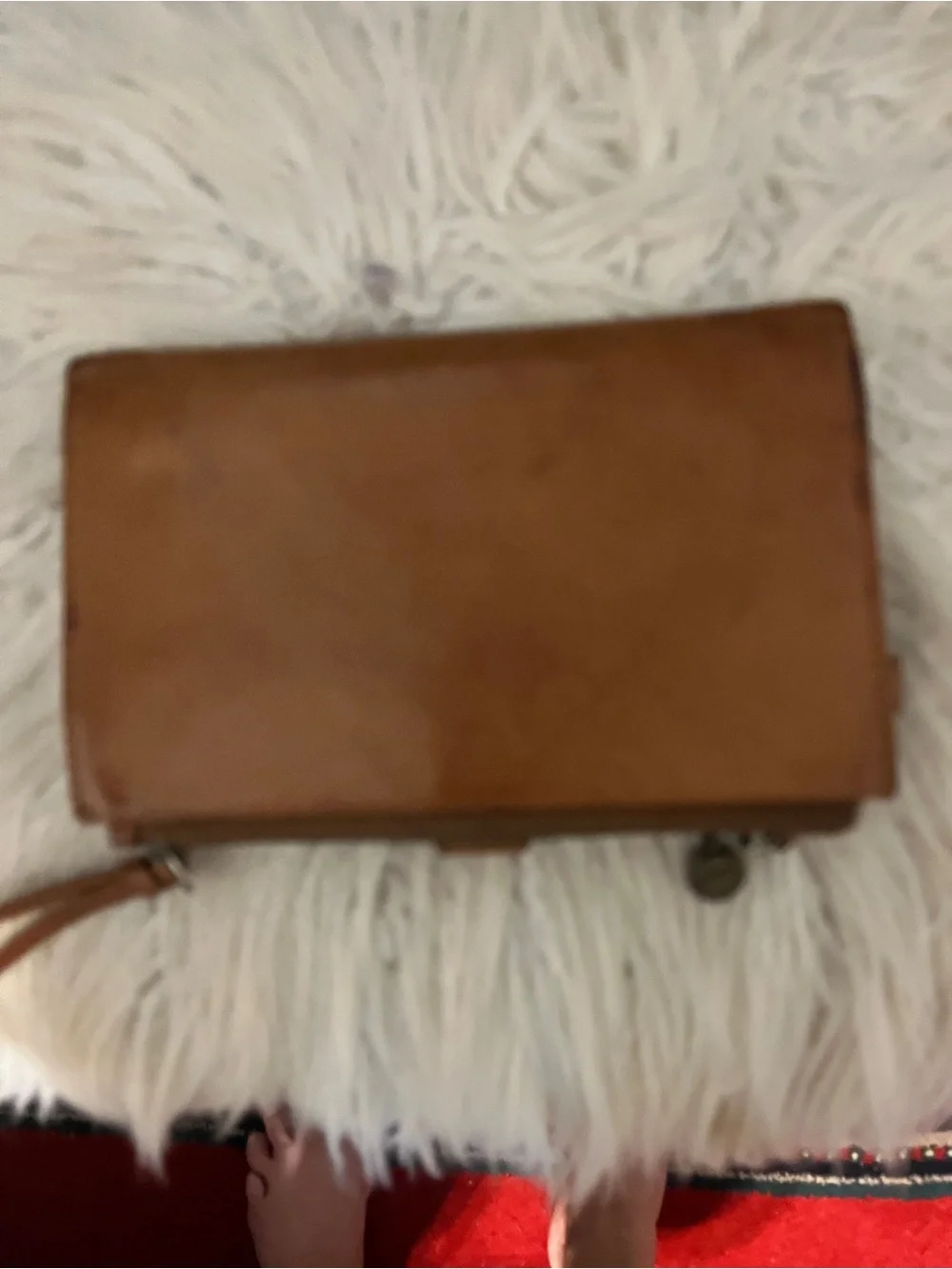 Lucky Brand Leather Wristlet Clutch in Tan